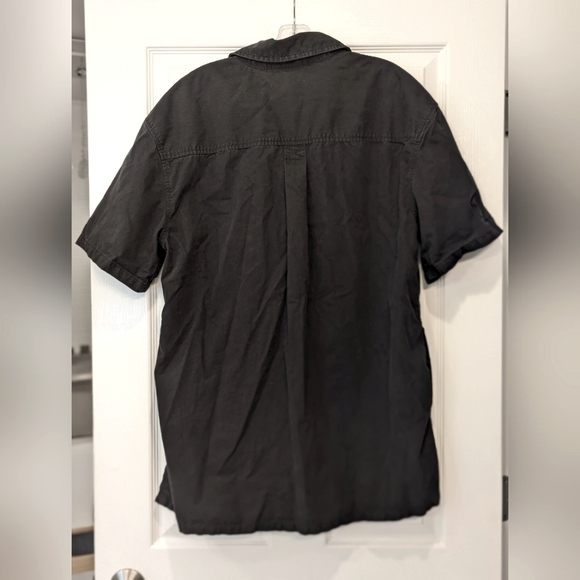 Standard cloth men's button down snap closure front pockets cotton black size L - Picture 2 of 11